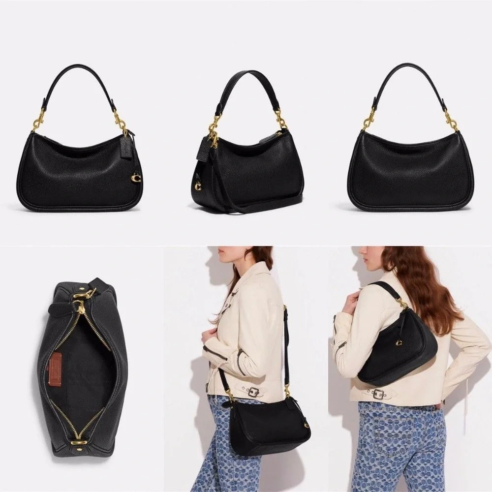Coach Pebble Leather Carry Shoulder Crossbody Zip Top Bag